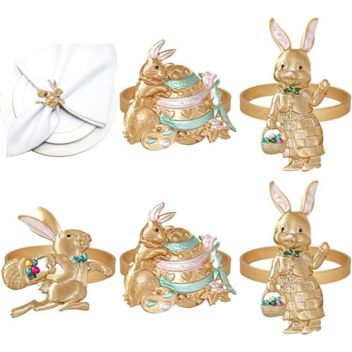 6pcs Osterhasen Serviettenringe Metall Kaninchen Servietten Ringhalter Tischdekor Für Osterfeier Bankett Dinner Frühlingstisch Dekorationsinhaber Ringe Für Ostern Esstischdekorationen von Lpitoy