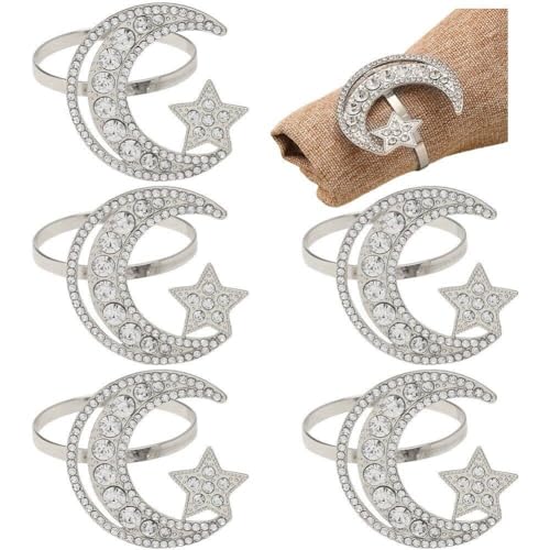 Eid Mubarak Moon Star Alloy Serviette Buckle Muslim Islamic Ramadan Kareem Servietten Ringe Hochzeit Dinnertischdekoration von Lpitoy