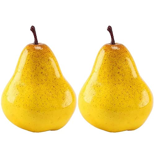 Lpitoy 2 Stück Gelbe Künstliche Birnen, Gefälschte Obstdekoration, Künstliche Früchte, Festliche Partyzubehör, Simulationsbirnen-Ornament, 8 X 11 cm von Lpitoy