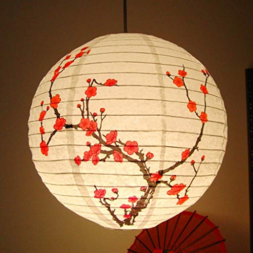 Lpitoy 35 cm Runder Papierlaternen-lampenschirm, Pflaumenblüten-lichtschirm Im Chinesischen Stil, Für Hochzeit, Party, Heimdekoration, Papierlampenschirm von Lpitoy