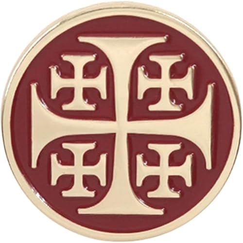 Lpitoy Jerusalem Kreuz Rot Gold Kreuzfahrer Kreuzzüge Tempelritter 1,1 Zoll Anstecknadel, Metall von Lpitoy