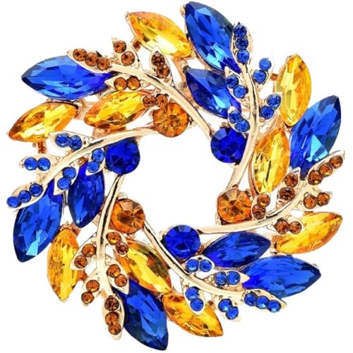 Lpitoy Ukrainische Flagge Brosche Damen Klassische Olivenzweig Kreis Broschen Runde Blumen Brosche Party Pins von Lpitoy