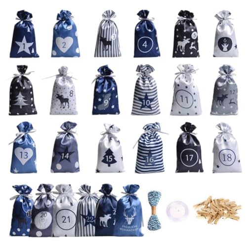 Lpitoy Weihnachts-adventskalender-Beutel, 24-Tage-Countdown-Kalender-Beutel, Kordelzug-geschenktüten Für Erwachsene Und Kinder, DIY-süßigkeitstüten Für Urlaubsdekorationen von Lpitoy