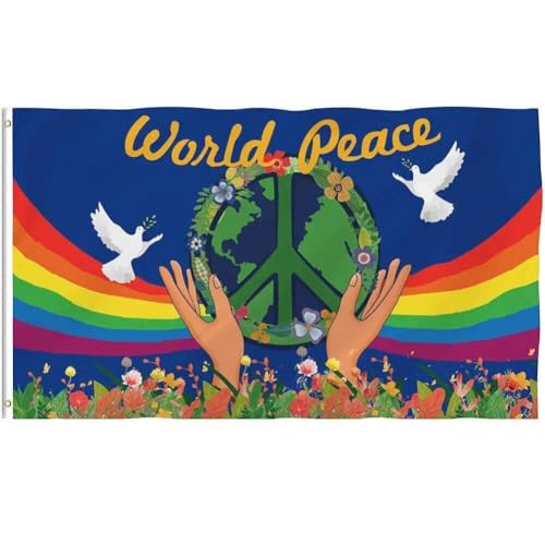 Lpitoy Weltfriedensflagge - Lebendige Farbe Und Doppelt Genähte - Große Polyester -friedensflaggen Für Festivalfeierpartydekoration Lpitoy Weltfriedensflagge - Lebendige Farbe Und Doppelt Genähte - Große Polyester -friedensflaggen Für Festivalfeierpartydekoration von Lpitoy