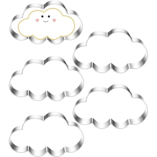 Lpitoy Wolken-ausstechformen-Set, 5 Stück, Edelstahl, Keksausstecher, Wolkenformen, Sandwich-Fondant-keksformen, Küchen-backwerkzeuge von Lpitoy