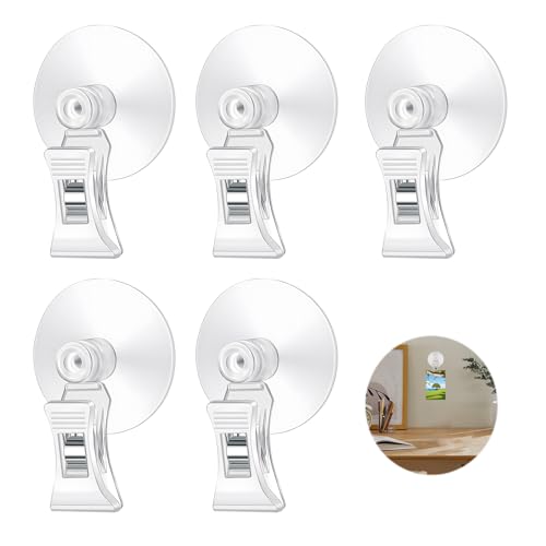 5 Stück Saugnäpfe für Fenster, Aquarium Fisch Algen Clip Saugnapf Haken Clip Halter Set Multifunktional Transparent Kunststoff Clip für Aquarium Glaswand Parkscheinhalter Supermarkt (4.4cm) von Lpolkvemelh