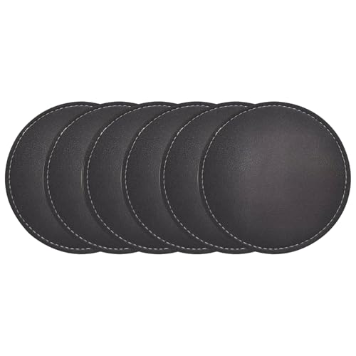 Untersetzer Gläser 6er Set 10cm, Lederuntersetzer Rund Schwarz Tischuntersetzer Lederoptik Untersetzer Schreibtischschutz Strapazierfähig rutschfest Abwaschbar für Kaffee Bier Tee Becher Getränke Untersetzer Gläser 6er Set 10cm, Lederuntersetzer Rund Schwarz Tischuntersetzer Lederoptik Untersetzer Schreibtischschutz Strapazierfähig rutschfest Abwaschbar für Kaffee Bier Tee Becher Getränke von Lpolkvemelh