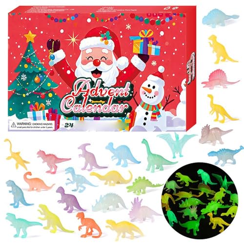 Dinosaurier Adventskalender 2025 24 Tage Dinosauriers Kalender Für Den Advent, Weihnachts Countdown Geschenkbox Kinder Jungens Dinos Im Dunkeln Leuchtendes Dinosaurier Set,Adventsgeschenk Für Kinder von Lpoppcx
