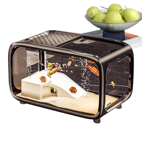 Lpoppcx Desktop Aquarium, Kompaktes Landschaftsaquarium für Kampffische, Klarer Acryl Landschaftsbehälter Mit Fütterungsöffnung Für Fische Schildkröten Wassertiere von Lpoppcx