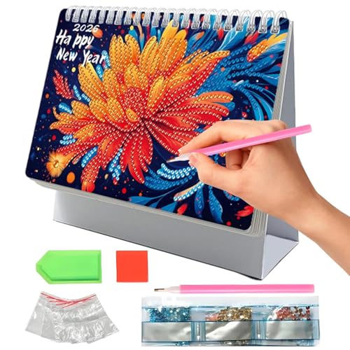 Lpoppcx Diamond Painting Kalender 2026,Tischkalender 2026 Diamond Art Painting Desk Kalender Diamonds Paintings Kits For Adults, Monthly Tabletop Calendar,Geschenkideen Für Kinder Erwachsene von Lpoppcx