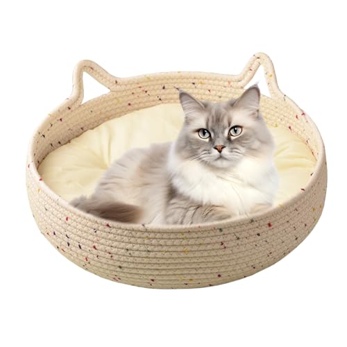 Lpoppcx Donut Katzenbett - Runde Schlafmulde Für Katzen Kissen - Baumwollseil Schlafnest Kissen Haustierzubehör Für Kätzchen Beruhigendes Kratzen Heimdekor Für Welpen Kleine Hunde Lpoppcx Donut Katzenbett - Runde Schlafmulde Für Katzen Kissen - Baumwollseil Schlafnest Kissen Haustierzubehör Für Kätzchen Beruhigendes Kratzen Heimdekor Für Welpen Kleine Hunde von Lpoppcx