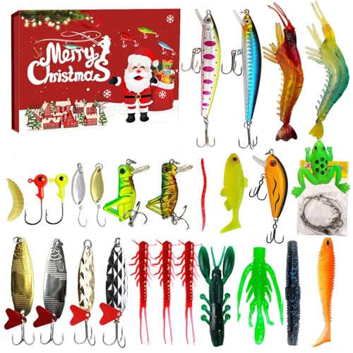 Lpoppcx Fischfang Adventskalender | Weihnachts Angelköder 24 Tage Countdown Kalender | Angelzubehör Köder für Süßwasser Salzwasser | Angler Enthusiasten Männer Teenager Großvater Ehemann Freund Vater Lpoppcx Fischfang Adventskalender | Weihnachts Angelköder 24 Tage Countdown Kalender | Angelzubehör Köder für Süßwasser Salzwasser | Angler Enthusiasten Männer Teenager Großvater Ehemann Freund Vater von Lpoppcx