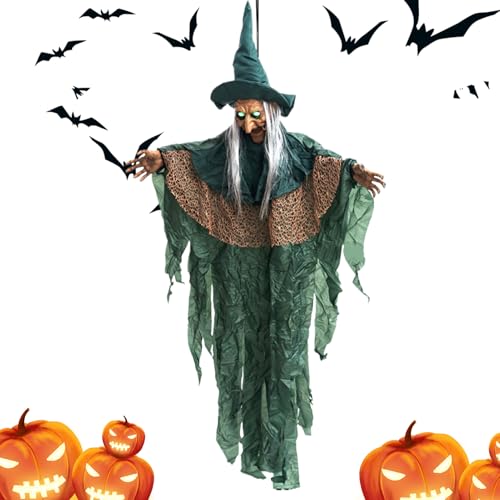 Lpoppcx Halloween-Hexe Zum Aufhängen | Lebensgroße Sprechende Hexe Zum Aufhängen - Geräuschaktivierte Leuchtende Augen Gruseldekoration Für Feier Garten Vorfahrt Terrasse Fest Spukhaus Lpoppcx Halloween-Hexe Zum Aufhängen | Lebensgroße Sprechende Hexe Zum Aufhängen - Geräuschaktivierte Leuchtende Augen Gruseldekoration Für Feier Garten Vorfahrt Terrasse Fest Spukhaus von Lpoppcx