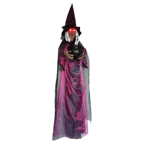 Lpoppcx Halloween Hexen Dekoration Für Den Garten Und Außenbereich - Hexenfigur Mit Leuchtenden Augen Und | Gruselfigur Mit 180 cm Für Gartenzaun Rasen Baumästen Vorgarten Party Dekoration von Lpoppcx