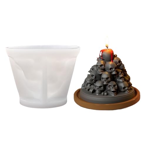 Lpoppcx Halloween Schädelform Für Harzguss,Totenkopf Motiv Kerzen Gießform | Halloween Deko Tischdekoration Gussform Für Wohnzimmer Balkon Küche Und Bad von Lpoppcx