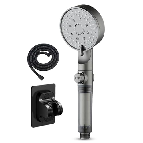 Lpoppcx Handheld Brausekopf | Hartwasser Filter Duschkopf Mit 5 Sprühfunktionen,Filter Brausekopf Set für kalkhaltiges Wasser mit Schlauchhalterung für Zuhause Hotel Wellness von Lpoppcx