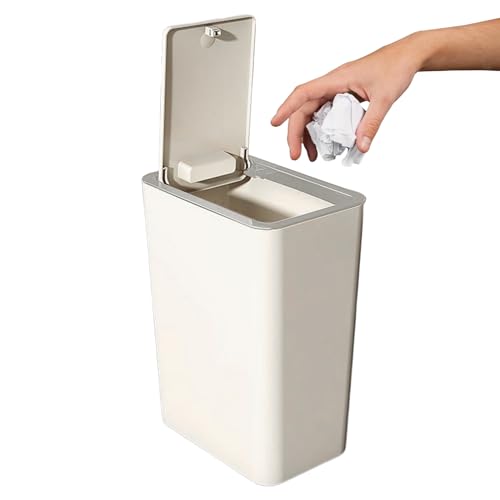 Lpoppcx Küchen Mülleimer Mit Deckel | Schlanker Abfalleimer,10L Kompakt Mülleimer Abfallbehälter | Für Badezimmer Toilette Wohnheim Arbeitsplatz Zuhause Eckbereich Waschbecken Schlafzimmer von Lpoppcx