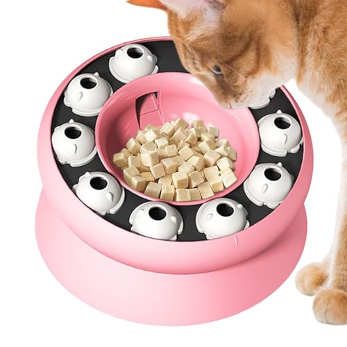 Lpoppcx Langsam Fressender Katzennapf - Drehbarer Futternapf Mit Leckstruktur Für Katzen | Interaktives Fütterungsspiel Fressnapf Bei Schlingen Für Trockenfutter Schnellfresser Langeweile Zuhause von Lpoppcx