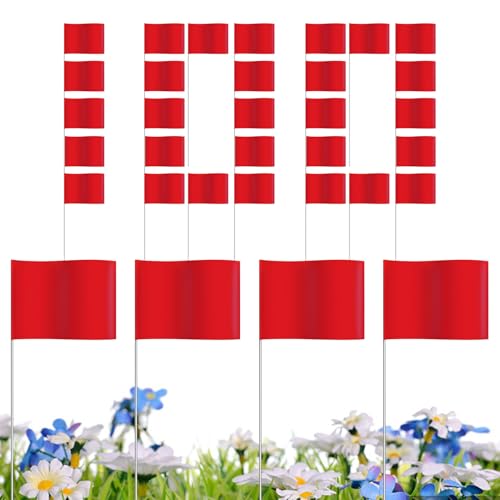 Lpoppcx Markierungsfähnchen Für Rasen - 100 Stück Fluoreszierende Markierungsfähnchen Für Landschaftsbau Gärtner Außenbereich - Warnzeichen Wetterbeständig Für Hundetraining Veranstaltung von Lpoppcx