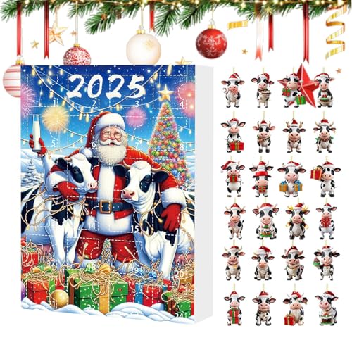 Lpoppcx Weihnachts Countdown | 24 Tage Kuh Adventskalender,Weihnachtsdekoration Spielzeug Figuren Für Kinder Erwachsene Mädchen Familienfest Tisch Wand Baum Klassenzimmer von Lpoppcx