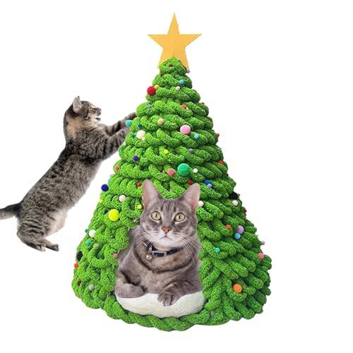 Lpoppcx Weihnachtsbaum Katzenhaus Bausatz | Inner Kätzchen Material Set,Haushöhlen Bastelmöbel Deko Für Haustiere Katzen Hunde Winteraktivitäten von Lpoppcx