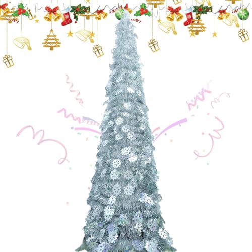 Lpoppcx Weihnachtsbaum | Weihnachtsdeko Klappbar,Realistisches Schneeflocken-Design Deko 150CM für drinnen und draußen von Lpoppcx