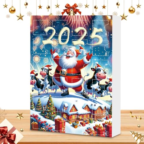 Lpoppcx Weihnachtskalender, 24 Tage Kuh Adventskalender, Weihnachtsdekoration Spielzeug Figuren Für Kinder Erwachsene Mädchen Familienfest Tisch Wand Baum Klassenzimmer von Lpoppcx