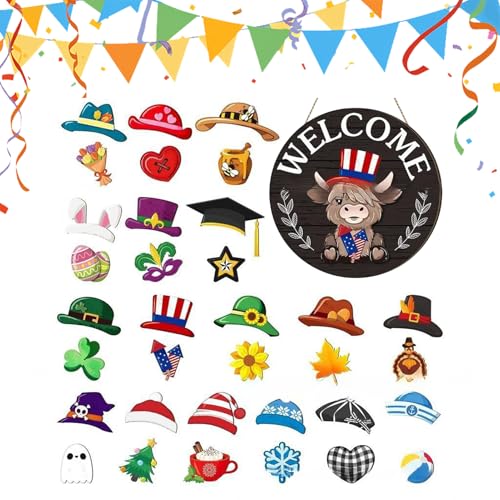 Lpoppcx Willkommensschild Für Den Außenbereich - Austauschbares Magnetisches Willkommensschild Für Haustür - Rustikales Wohnaccessoire Für Herbst Weihnachten Halloween Büro Schlafzimmer Lpoppcx Willkommensschild Für Den Außenbereich - Austauschbares Magnetisches Willkommensschild Für Haustür - Rustikales Wohnaccessoire Für Herbst Weihnachten Halloween Büro Schlafzimmer von Lpoppcx