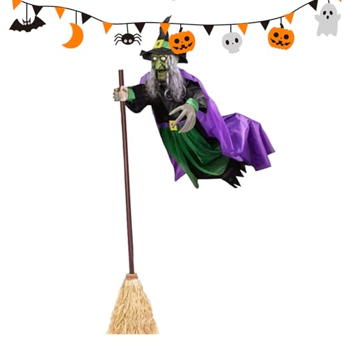 Schwebende Hexe,1,8 M Große Fliegende Hexe Halloween Deko Halloween Dekoration Auf Besen, Animierte Schwebende Hexes, Animatronik, Für Garten Terrasse Außenbereich Festliche Beleuchtung Schwebende Hexe,1,8 M Große Fliegende Hexe Halloween Deko Halloween Dekoration Auf Besen, Animierte Schwebende Hexes, Animatronik, Für Garten Terrasse Außenbereich Festliche Beleuchtung von Lpoppcx