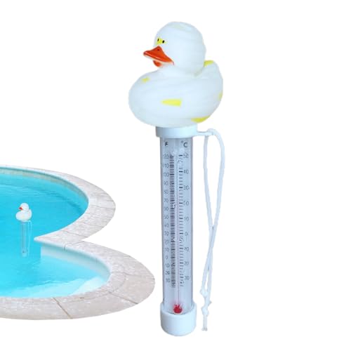 Schwimmendes Poolthermometer, Cartoon-Ente Pool Wasserthermometer Pool Thermometer Schwimmend Easy Read Schwimmbadthermometer Mit Seil Für Innen Und Außen, Pool, Spas, Eisbad & Aquarien von Lpoppcx