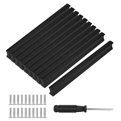 Lpraer 10 Stück Möbelgriffe Küchengriffe Küche Stangengriff Schrankgriffe 150mm Schubladengriffe Schwarze Türgriffe aus Aluminiumlegierung mit Schraubendreher, Lochabstand 128mm von Lpraer