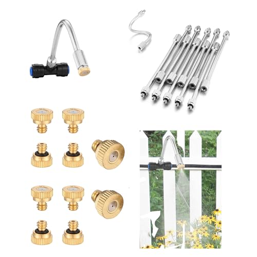 Lpraer 10 Stücke Messing Nebeldüse mit einstellbare Rohr Sprühdüse 0.5mm Zerstäubungsdüse für Gärten Sprinkler Gewächshäuser Bewässerung Terrasse Kühlung Befeuchtung System von Lpraer