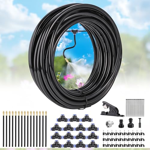 Lpraer 15M Bewässerungssystem Garten, Sprühnebel Kühlung Bewässerungs System DIY Wassernebel Nebelkühlsystem Spray-System für Veranstaltungen im Freien,Terrassen, Patio von Lpraer