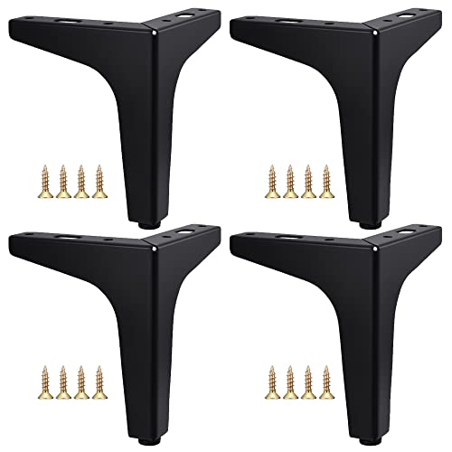 Lpraer 4pcs Möbelfüße Dreieck Schwarz Sofafuß 13cm Möbelbeine DIY Ersatz Füße für Möbel Schrank Sofa Schubladen Schrankfüße Bettfüße aus Metall mit Gummimatte, belastbar bis 400KG (13cm/5 Zoll) von Lpraer