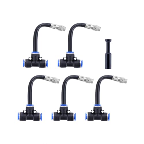 Lpraer 5 Stücke Nebeldüsen Sprühnebel T-stück Verbinder mit 10cm verstellbare Messing Wasserrohr Sprühdüse Sprayer Sprinkler T-Steckverbinder Ersatzköpfe für Outdoor Bewässerungssysteme von Lpraer