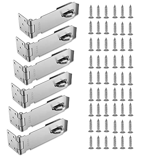 Mangsen 6 Stück Edelstahl Überfalle Schloss 5 Zoll Türriegel Abschließbar Sicherheitsüberfalle Vorrichtung Türschloss Haspe Vorhängeschloss Tür für Schrank Fenster (6 Stück) von Lpraer