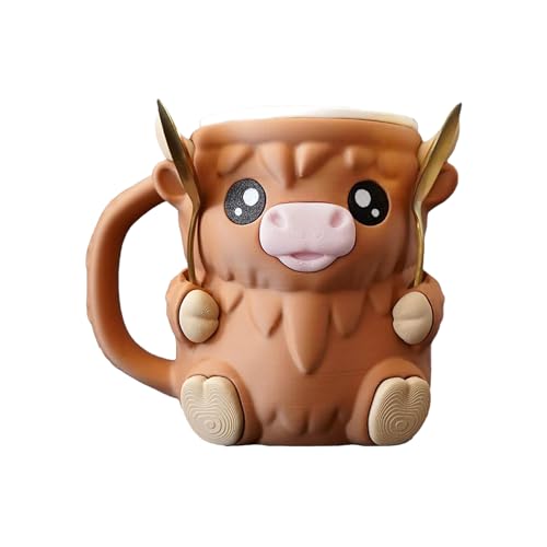 Highland Cow Ice Pint Holder Ice Cream Pint Holder with Spoon, Cute Animal Themed Dessert Cup, Adorable Design, Travel Friendly, Eye-Catching, for Trips von Lpsdssre