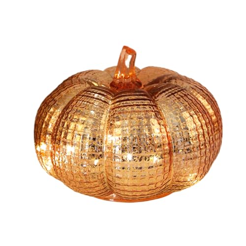 Lpsdssre Glass J Ack-O-Lantern mit Timer, tragbar, 16,5 x 16,5 x 13,5 cm, Quecksilberglaskürbisleuchten, LED-Kürbisleuchten, Batterie betrieben, für Halloween Herbst von Lpsdssre