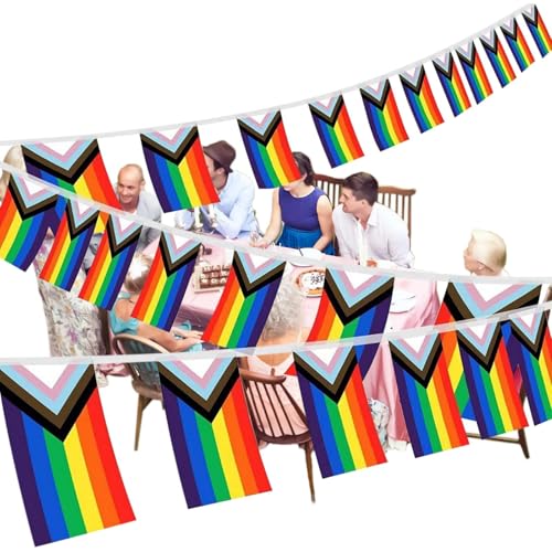 Lpsdssre Regenbogen Banner - Paraden Flagge - Regenbogen Girlande Als Wanddekoration Für Pride LGBT Veranstaltung Feiern Drinnen Und Draußen von Lpsdssre