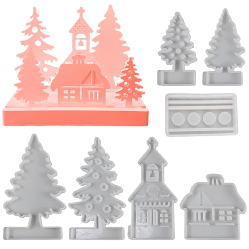 Lpsdssre Weihnachts-Silikonformen, Weihnachtsbaumhaus-Seifenform | Silikon-Bastelform zum einfachen Herauslösen für Gips, Epoxidharz, Ornamente, Aromatherapie von Lpsdssre