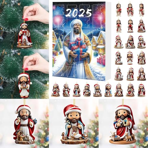 Lpsdssre Weihnachtsschmuck Adventskalender - Countdown Kalender Mit 24 Jesus Anhängern | Sammelstück Acryl 2D Deko Für Kamin Zaum Baum Wand Fenster Lpsdssre Weihnachtsschmuck Adventskalender - Countdown Kalender Mit 24 Jesus Anhängern | Sammelstück Acryl 2D Deko Für Kamin Zaum Baum Wand Fenster von Lpsdssre