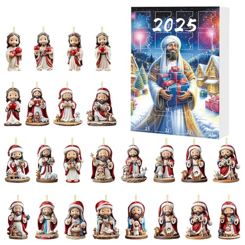 Lpsdssre Weihnachtsschmuck Adventskalender - Countdown Kalender Mit 24 Jesus Anhängern | Sammelstück Acryl 2D Deko Für Kamin Zaum Baum Wand Fenster von Lpsdssre