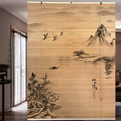 Lqdp Rollo Rollos Bambus-Rollläden EIN Hübsch Gemusterter Rollvorhang im Japanischen Stil für die Galerie-Teestube, 60/80/100/120 cm Breit (Color : WxH, Size : 100×200cm/39.4×78.7in) von Lqdp