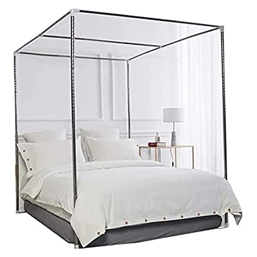 Lqdpdd Himmelbett Moskitonetzhalter Vier Eckbett,Edelstahl Baldachin Moskitonetz Baldachin Rahmen, Bettüberdachung, Gestell für Twin/Full/Queen/California King,16mm,1.8×2m(6×6.5ft) Bed von Lqdpdd