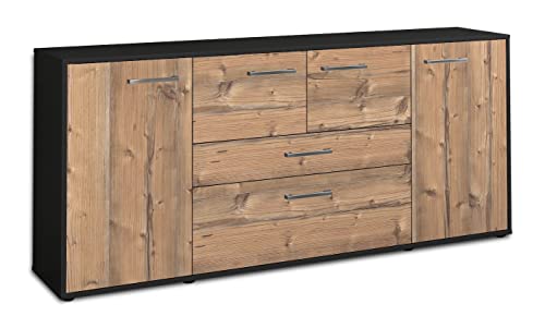 Lqliving Kommode Sideboard Elisa, Korpus in anthrazit matt, Front im Holz-Design Pinie (180x79x35cm), inkl. Metall Griffen, Made in Germany von Lqliving