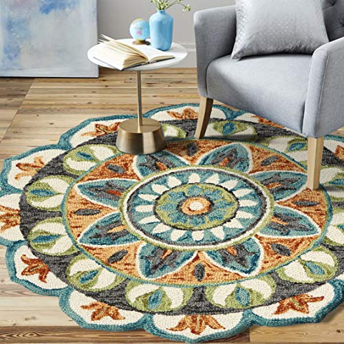LR Home Dazzle Teppich, 122 cm, rund, Blaugrün/Grün, 4' Round von L. R. Resources, Inc.