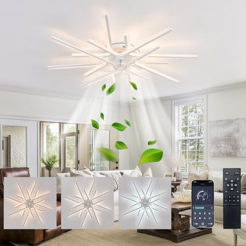Lrenjon Deckenlampe Mit Ventilator Leise Deckenventilator Mit Licht Und Fernbedienung Dimmbar 6-Gang Led Lampe Mit Ventilator Reversible DC Motoren Timer Für Wohn- Und Schlafzimmer Weiß-90CM Lrenjon Deckenlampe Mit Ventilator Leise Deckenventilator Mit Licht Und Fernbedienung Dimmbar 6-Gang Led Lampe Mit Ventilator Reversible DC Motoren Timer Für Wohn- Und Schlafzimmer Weiß-90CM von Lrenjon