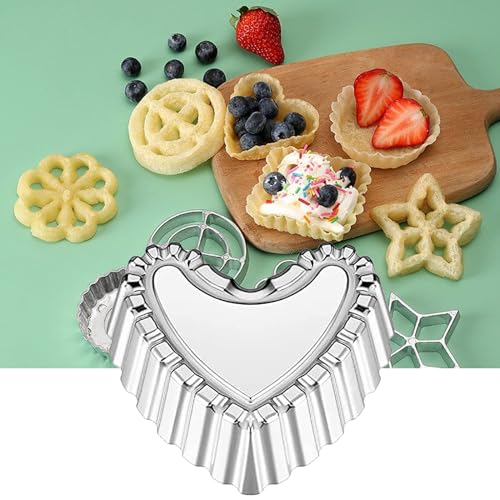 Rosettenwaffeleisen, Waffeleisen mit Stiel, Waffeleisen Aus Aluminiumlegierung, Herz-Stern-Kreis-Quadrat-Keksform zum Backen In Der KüChe, Kochen, Frittieren, Haushaltswaren (Herzform) von Lrioehny