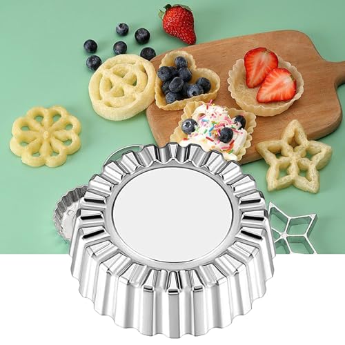 Rosettenwaffeleisen, Waffeleisen mit Stiel, Waffeleisen Aus Aluminiumlegierung, Herz-Stern-Kreis-Quadrat-Keksform zum Backen In Der KüChe, Kochen, Frittieren, Haushaltswaren (Rundform) von Lrioehny