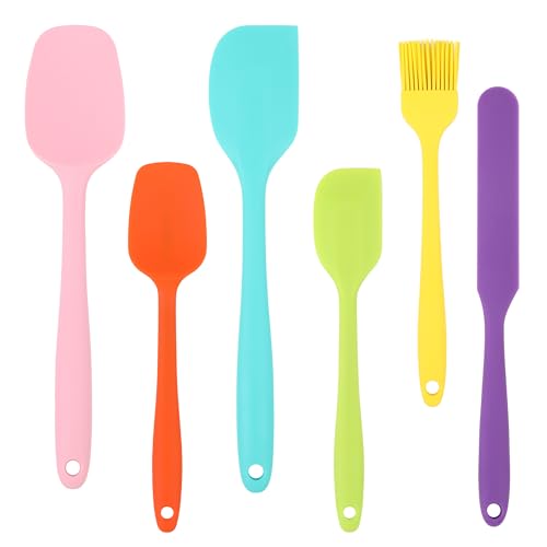 6 Stück Silikon Spatel Set - Teigschaber - Teigschaber Silikon - Antihaft für Backen, Kochen und Mischen - Spülmaschinenfest - in Lebensmittelqualität - Bunt - für Perfekte Ergebnisse in Ihrer Küche von Lrocotanc